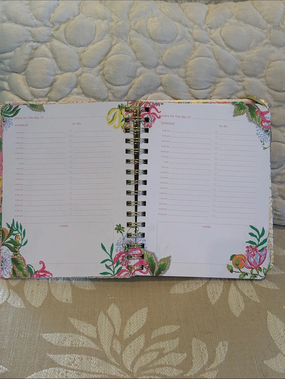 Lilly Pulitzer Gold & White Spiral To-Do Notebook - Home Office